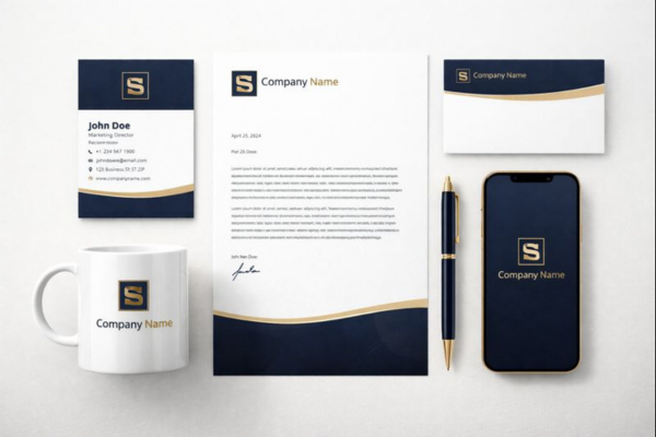 Corporate branding kit in luxury colours