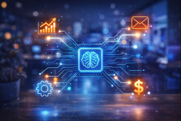 Futuristic business tech connections