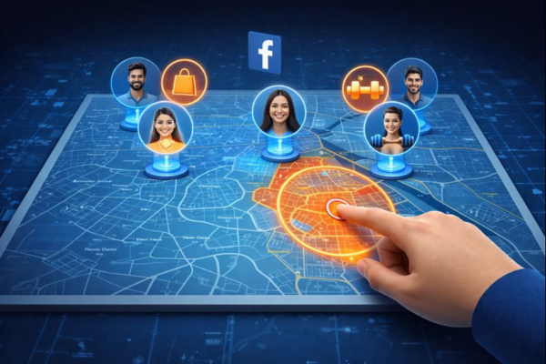 Targeted Facebook ad on New Delhi map