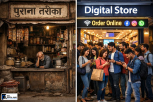 Old market vs modern tech store